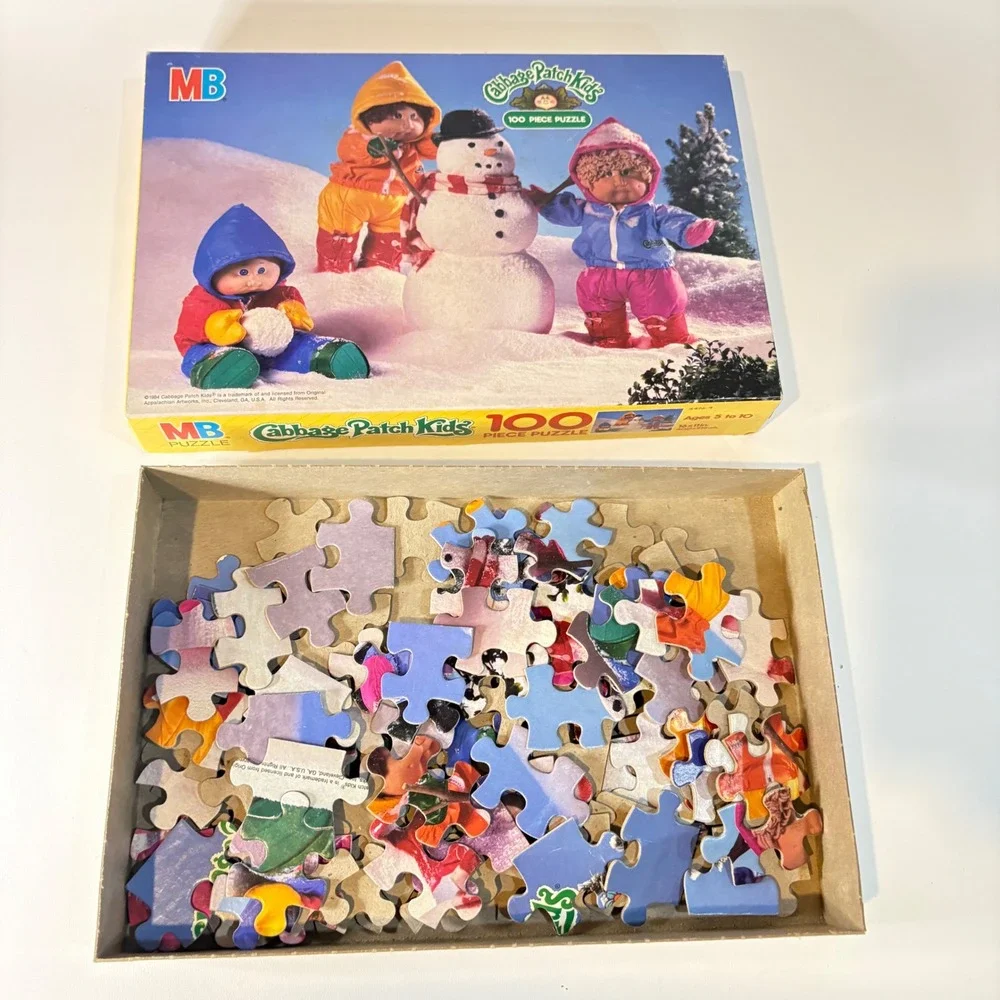 Vintage 1984 Cabbage Patch Kids 100 Piece Puzzle Milton Bradley Snowman 4476-4